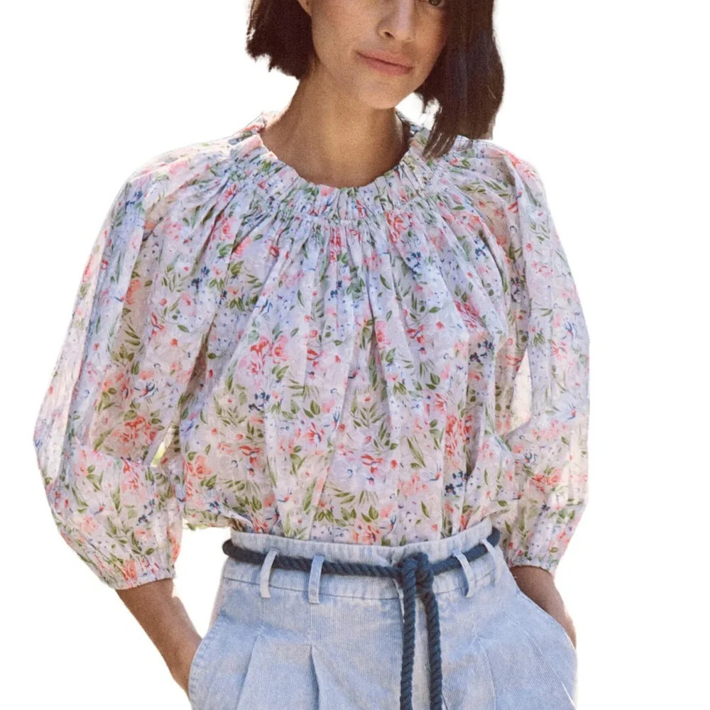 The Great. Prim‎ Floral PRINTED DROP SHOULDER BLOUSE TOP